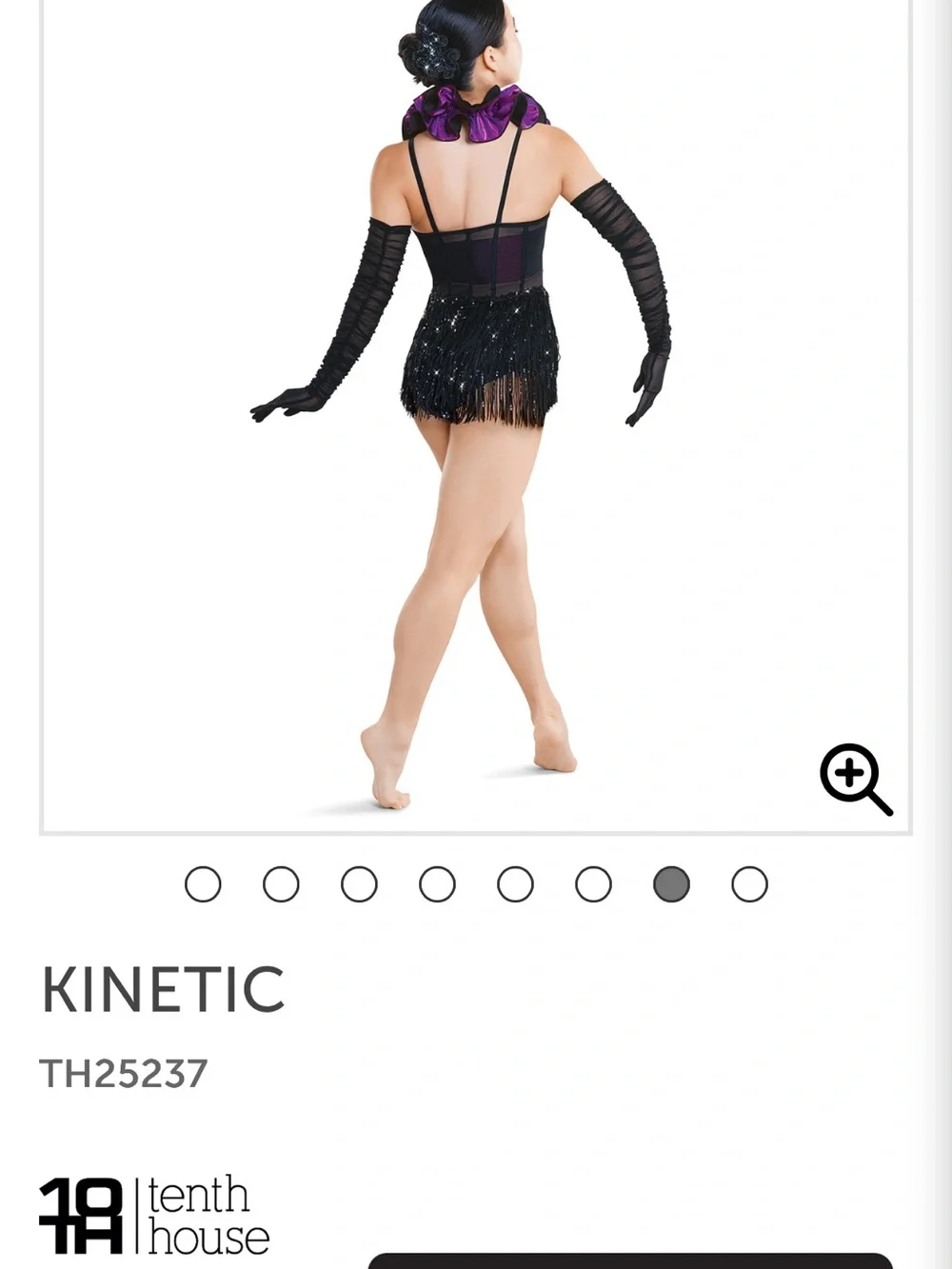 Tenth House Kinetic Girls' Black and Purple Sequin Fringe Dance Costume